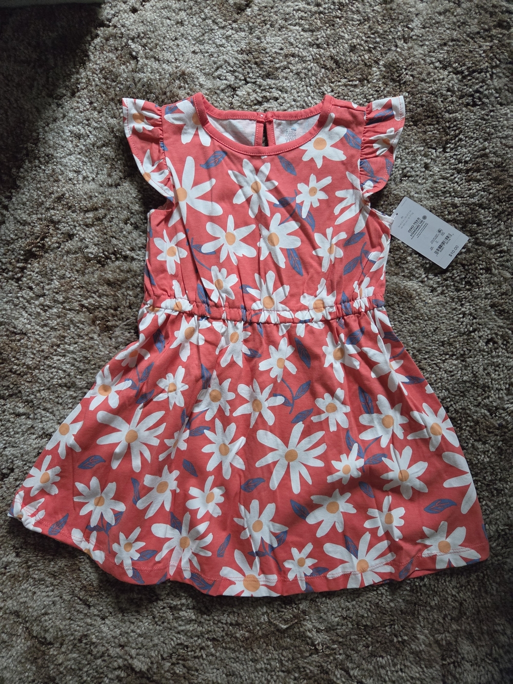 Carters Girls Coral Daisy Print Summer Dress size 4t